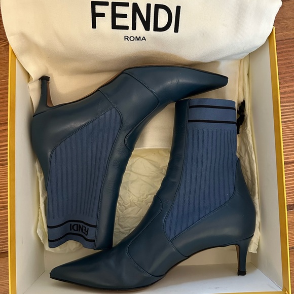 Fendi Blue Heeled Ankle Boots